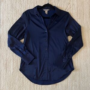 Navy satin blouse